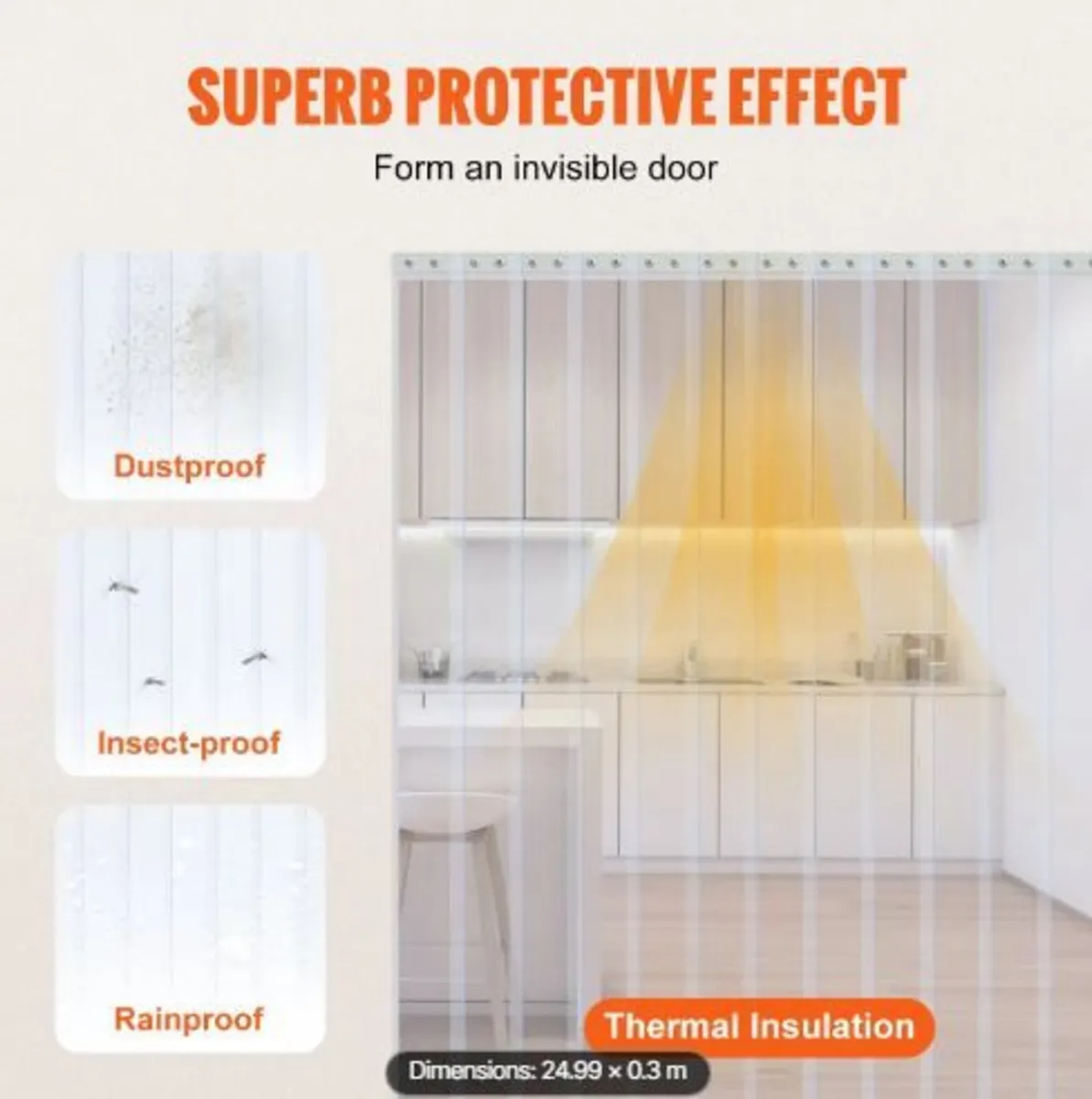 Strip Curtain PVC Door Curtain 2499.4 cm x 30.5 c - Image 4