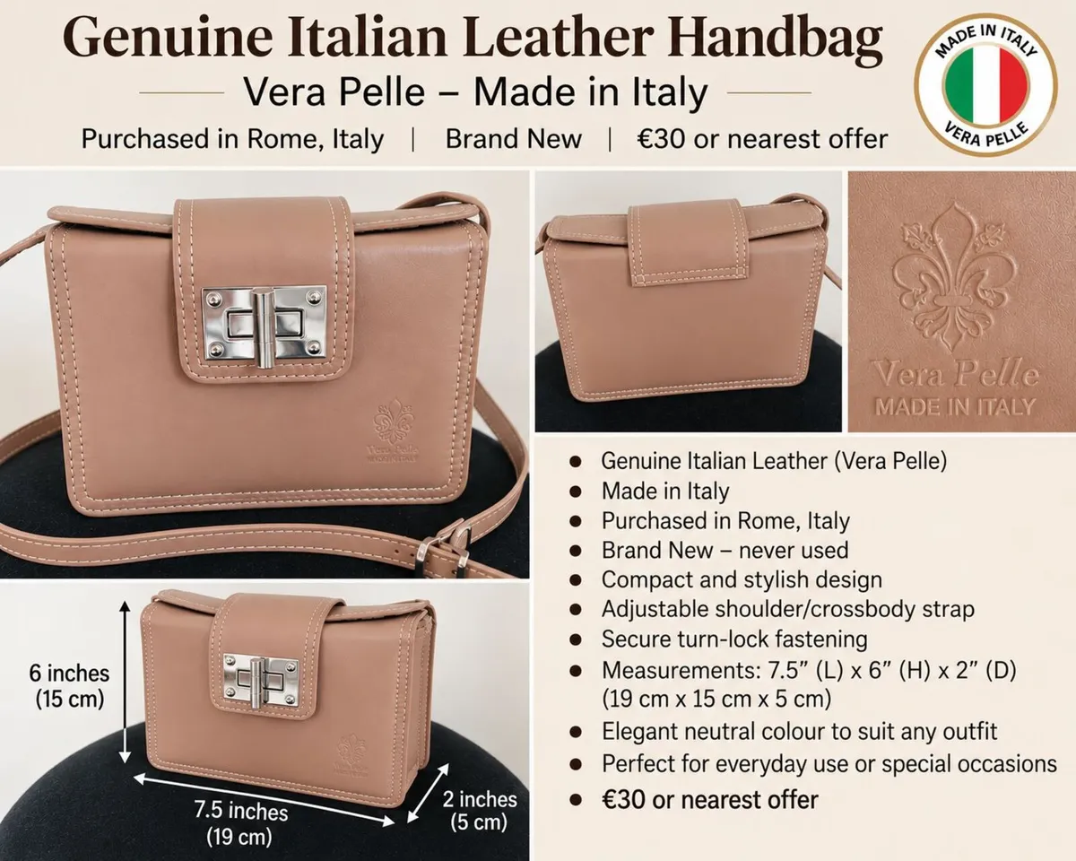 Italian leather crossbody handbag
