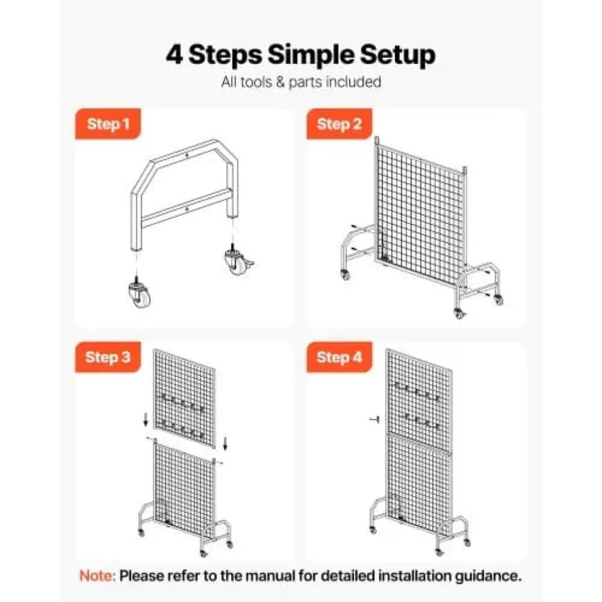 2 Packs Grid Wall Panels, 898 x 1798 mm Wire Grid - Image 2