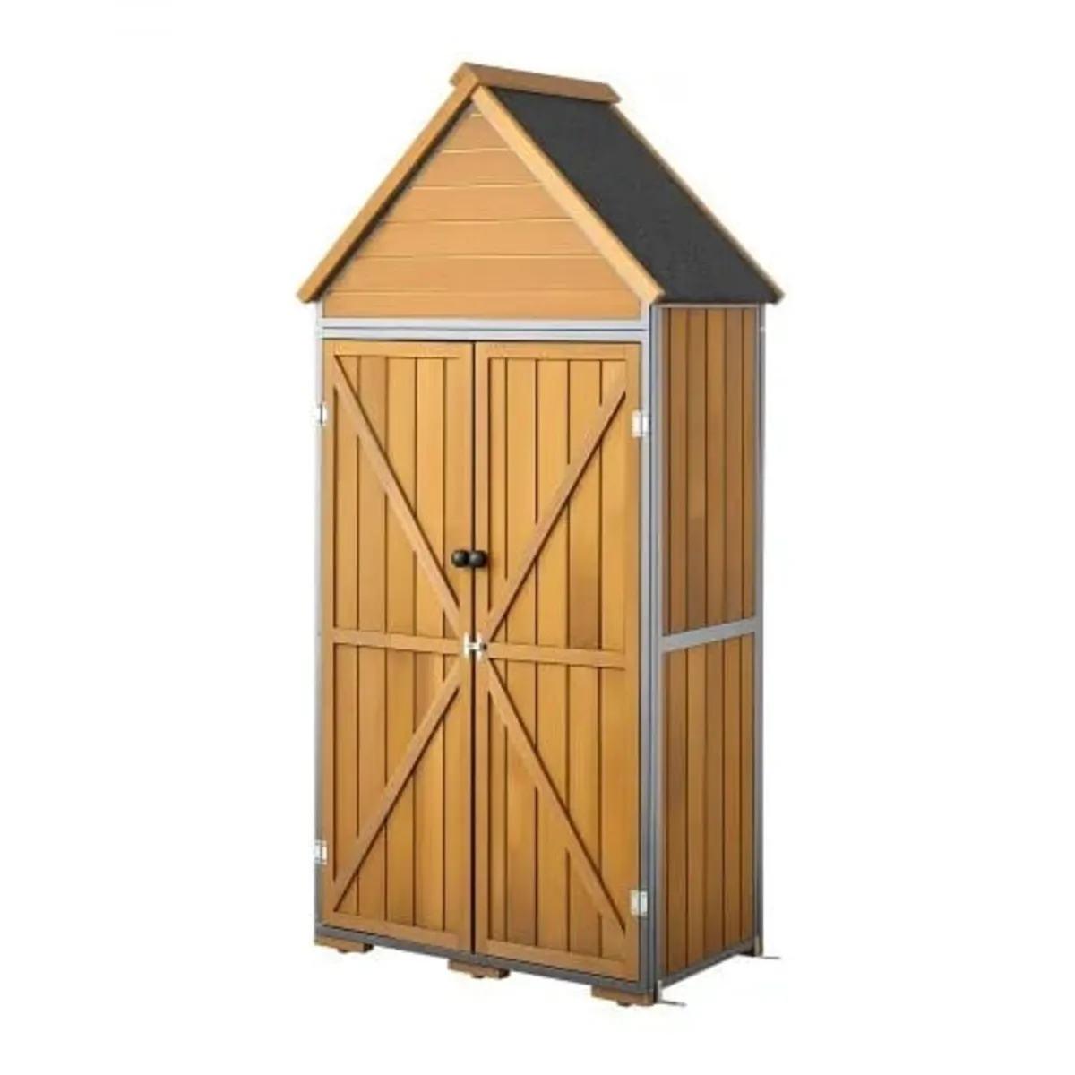 Outdoor Storage Shed, 76 x 170 cm Wood & Metal Gar - Image 1