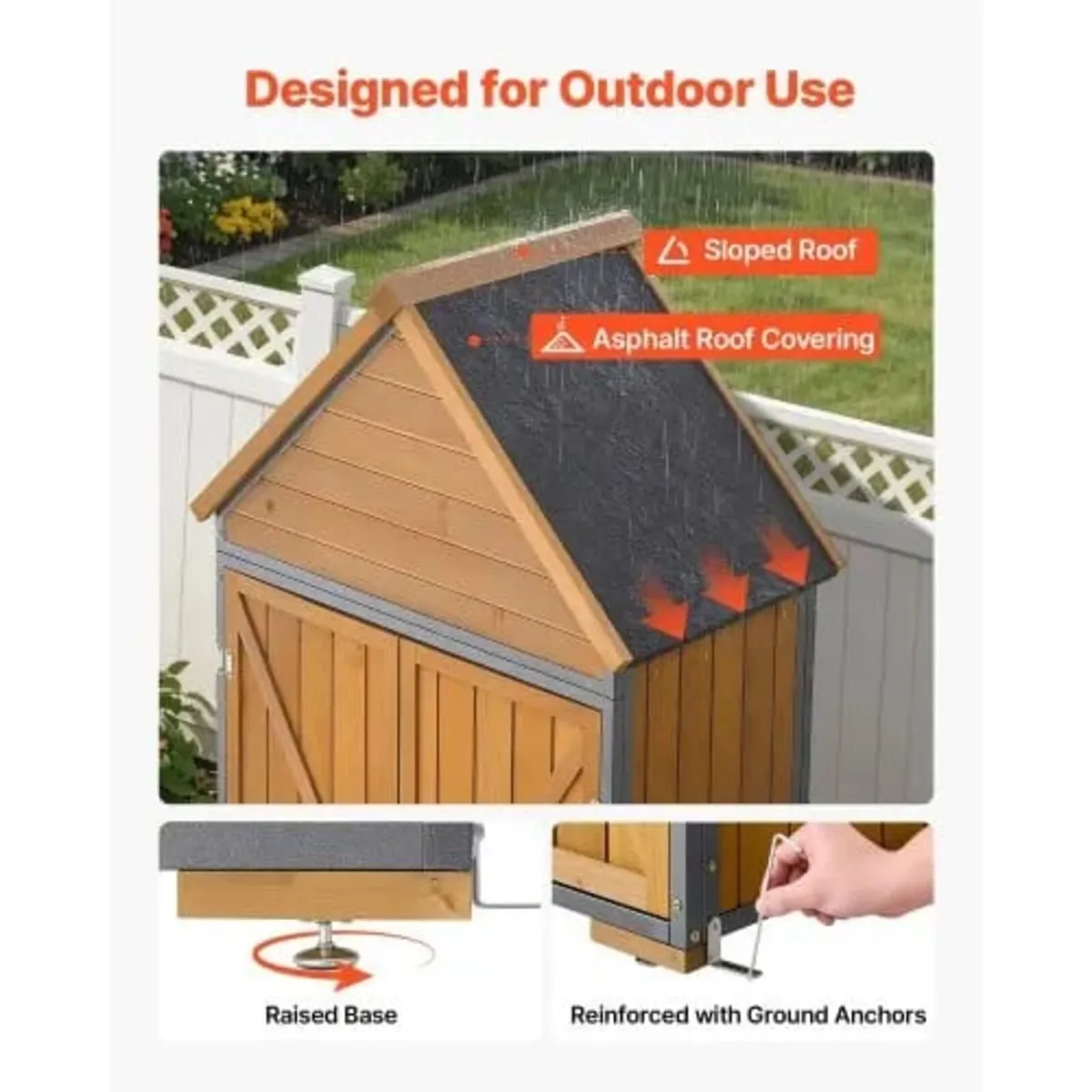 Outdoor Storage Shed, 76 x 170 cm Wood & Metal Gar - Image 2