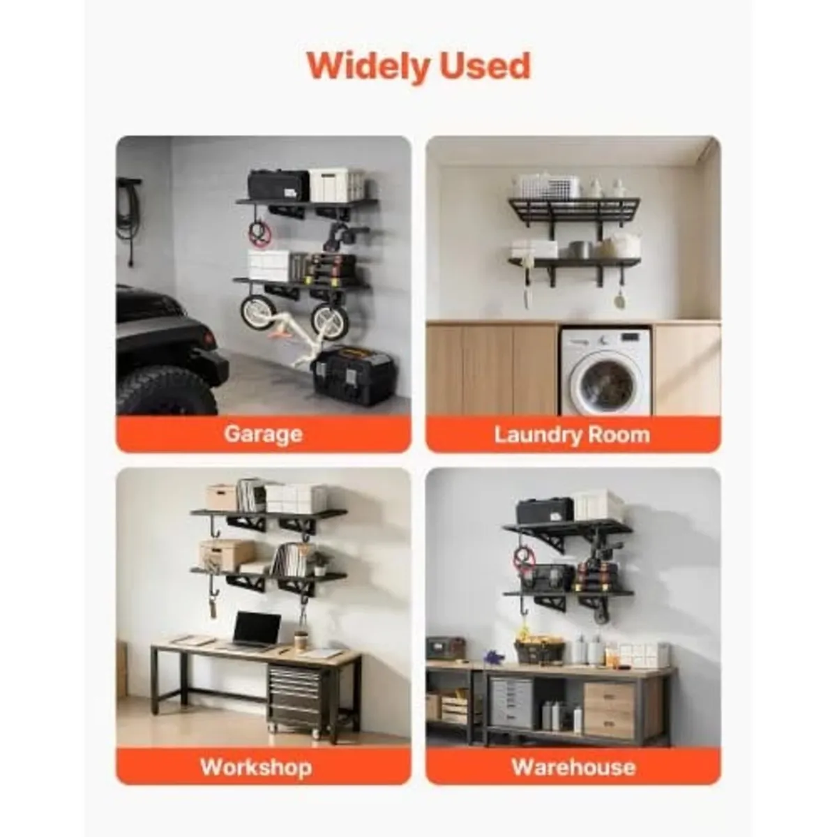 2-Tier Heavy Duty Wall Garage Shelving, 610 x 914 - Image 4