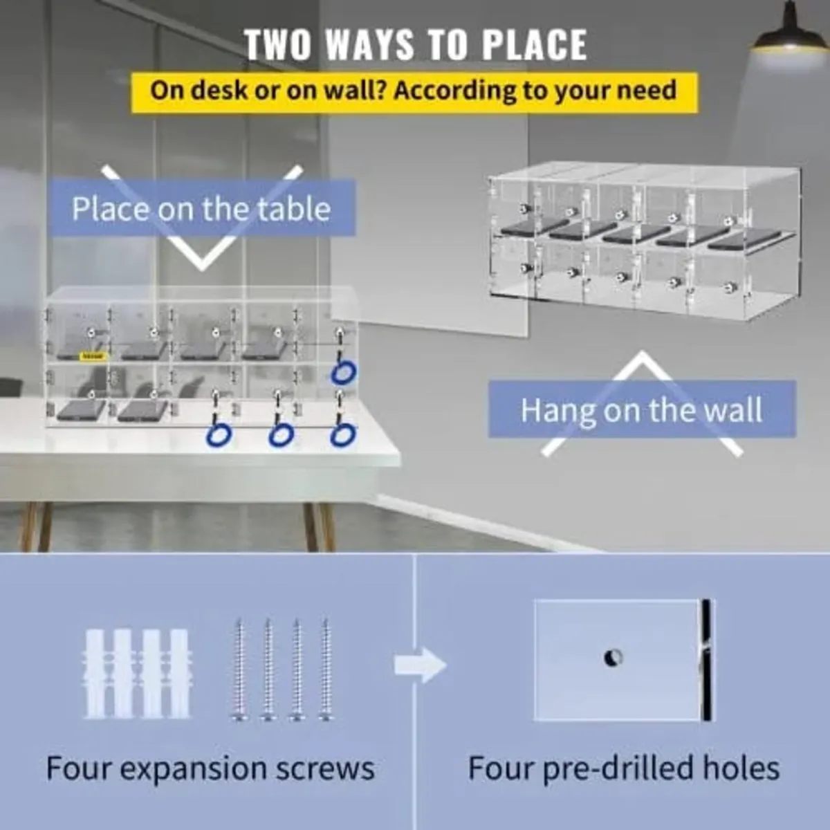 Cell Phone Storage Locker, 10 Slots Acrylic Materi - Image 3