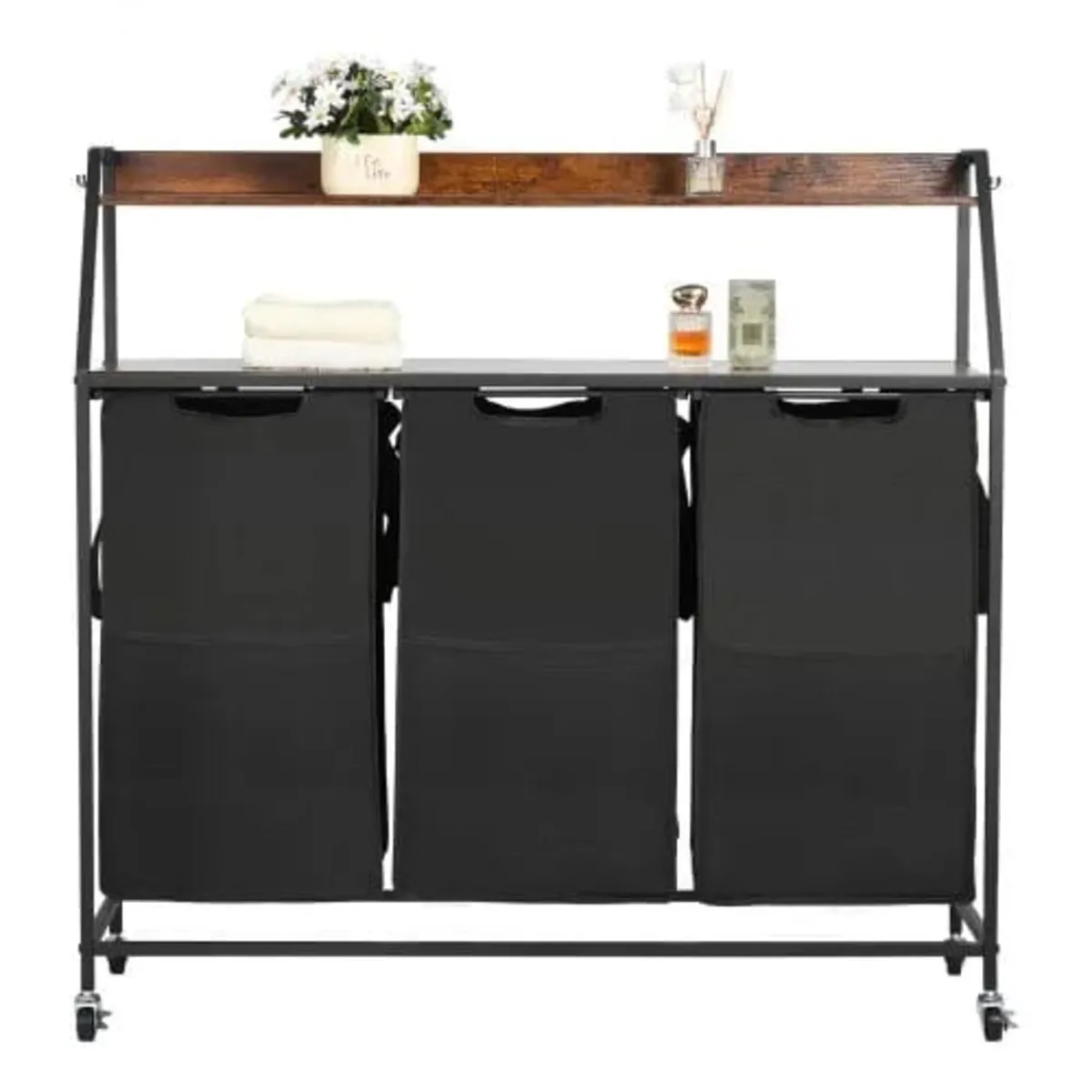 2 Tiers Laundry Sorter, Tall Laundry Hamper with M - Image 1