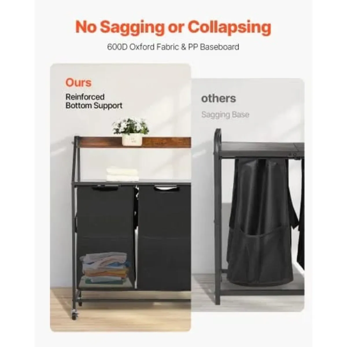 2 Tiers Laundry Sorter, Tall Laundry Hamper with M - Image 2