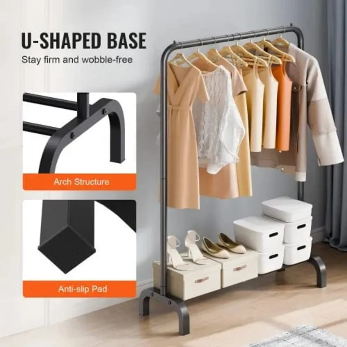 Clothes Rack, Heavy Duty Clothing Garment Rack wit - Image 2