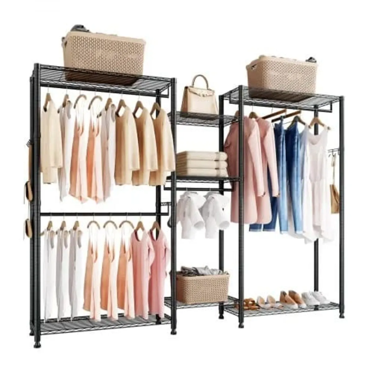 Clothing Garment Rack, Heavy Duty Closet Wardrobe, - Image 1