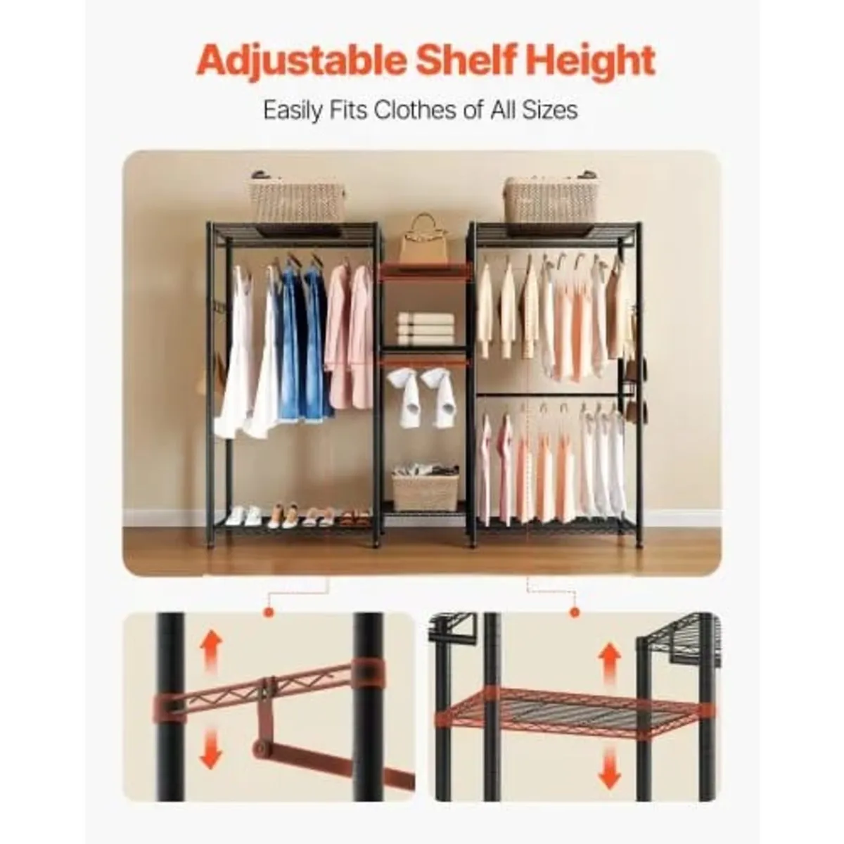 Clothing Garment Rack, Heavy Duty Closet Wardrobe, - Image 2