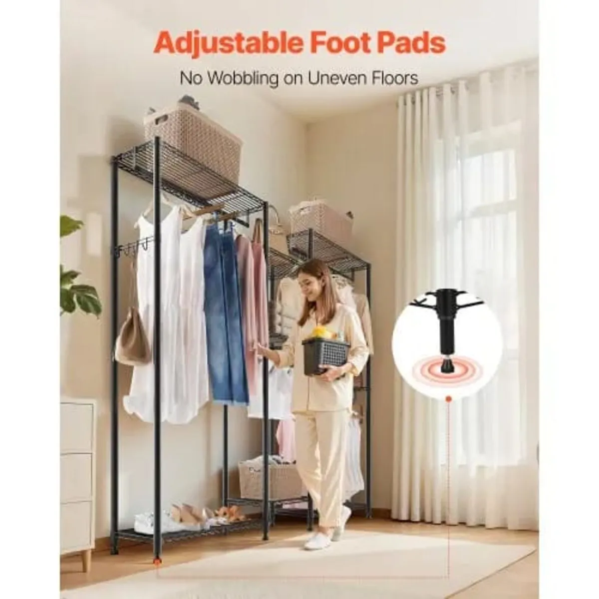 Clothing Garment Rack, Heavy Duty Closet Wardrobe, - Image 4