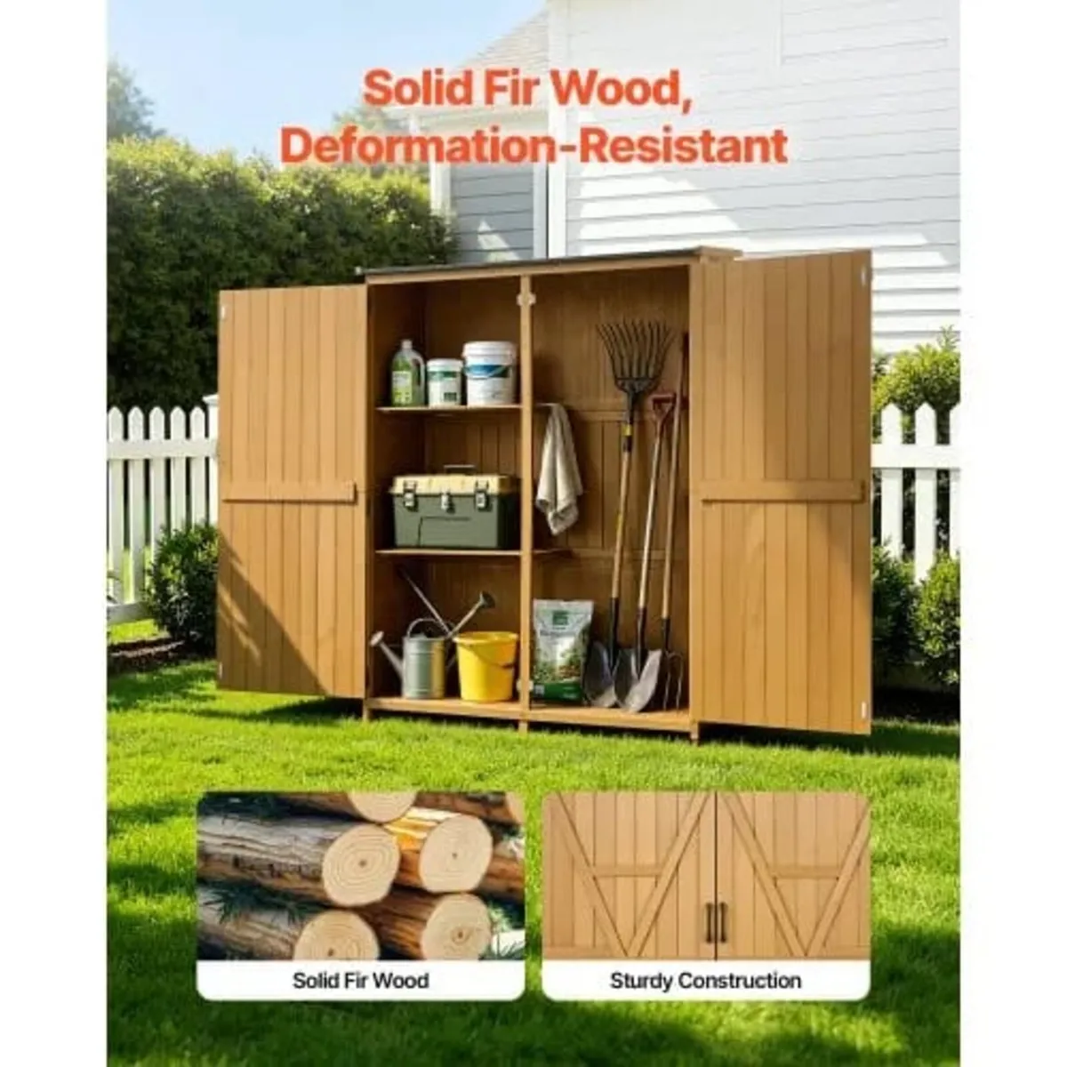 Outdoor Storage Shed, 125.5 x 162.5 cm Wood Garden - Image 3