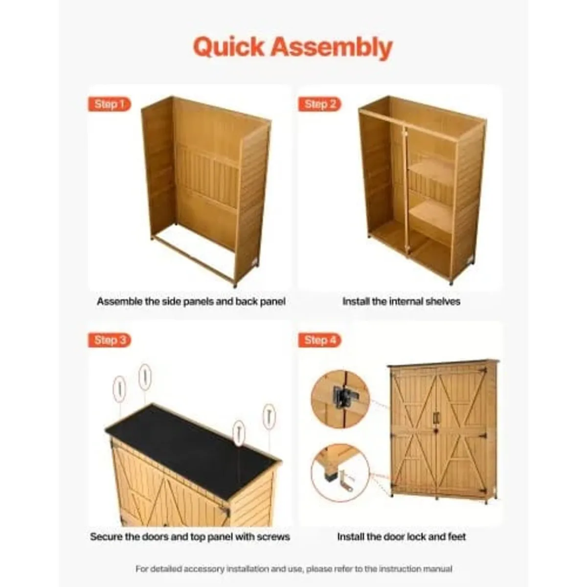Outdoor Storage Shed, 125.5 x 162.5 cm Wood Garden - Image 4