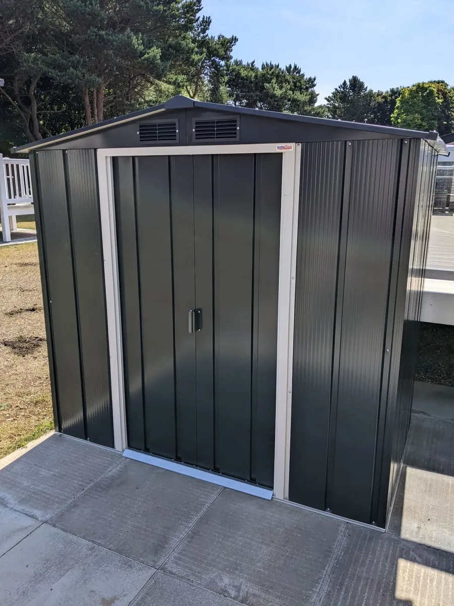 6x4 ECO Steel Garden Shed – Anthracite Grey - Image 1