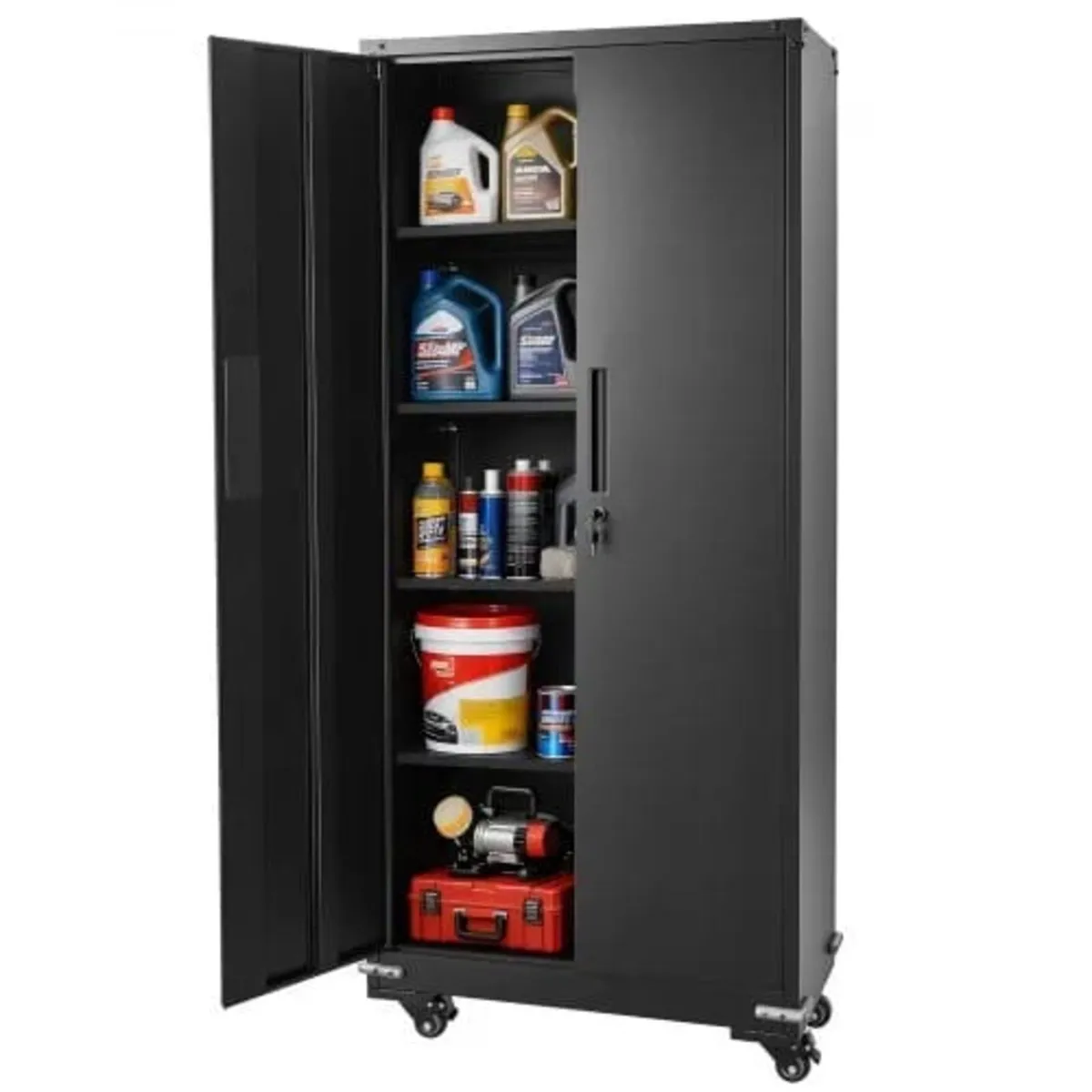 Metal Storage Cabinet, 184.5 cm Rolling Steel Gara - Image 1