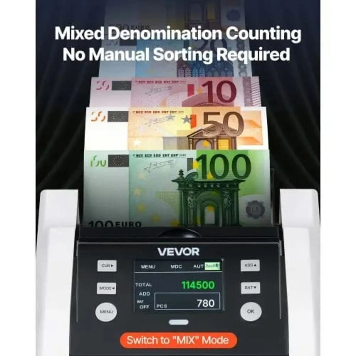 Money Counter Machine, 1200 Notes/Minute, Cash Cou - Image 3