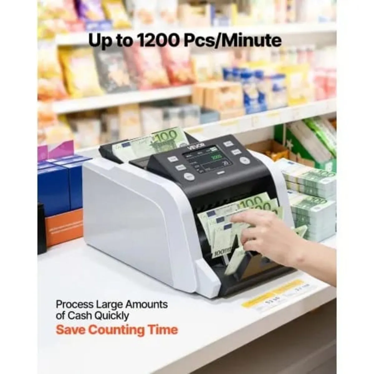 Money Counter Machine, 1200 Notes/Minute, Cash Cou - Image 4