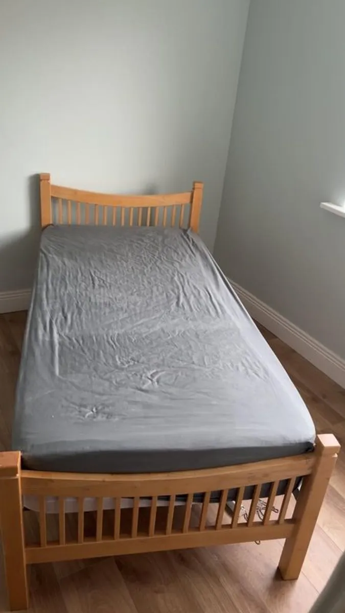 Two Matching Wooden Single Beds: Pine and White - Image 3
