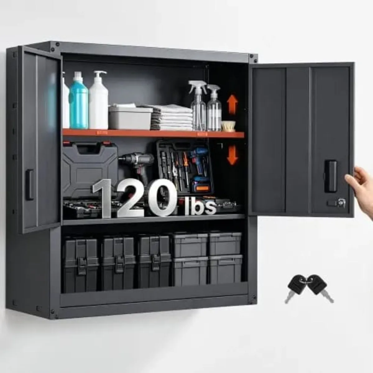 Metal Wall Cabinet, 76.2W x 30.5D x 76.2H Inch, St - Image 1