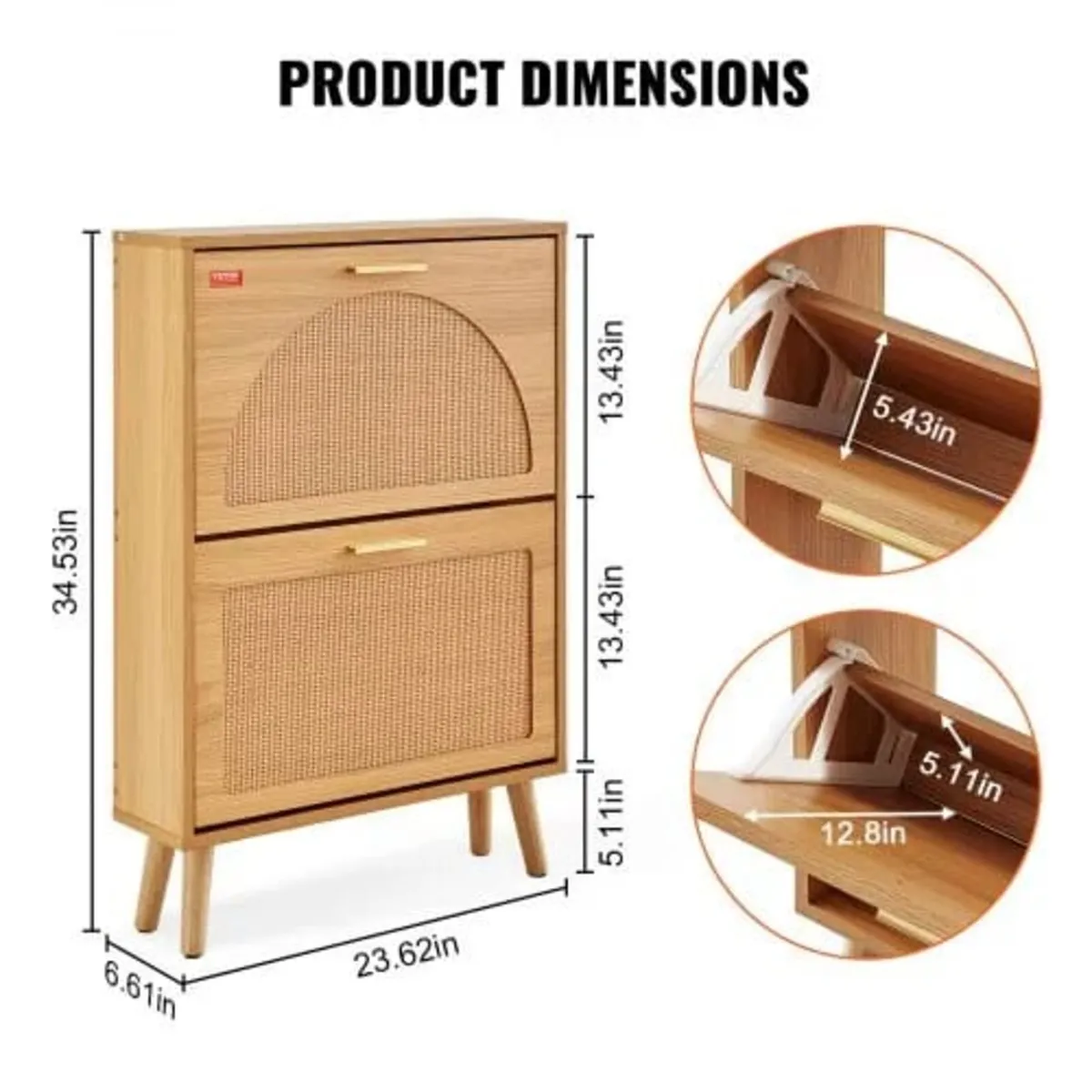 Shoe Cabinet with 2 Flip Drawers, Shoe Storage Cab - Image 2
