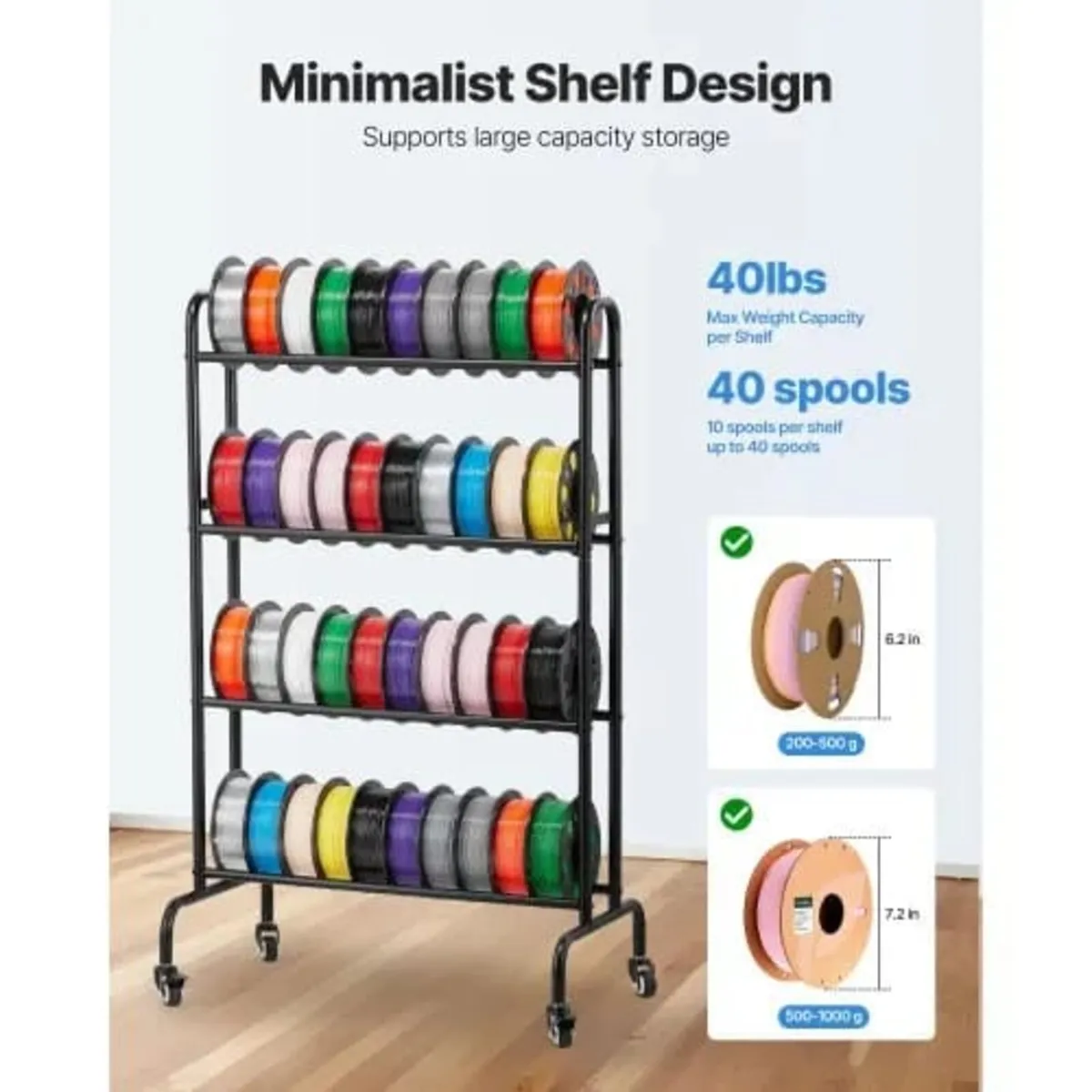 3D Printer Filament Storage Rack, 4 Tier Heavy Dut - Image 3