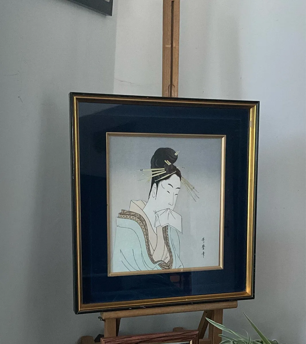 Rare Framed Japanese Print with Silver Background - Image 1