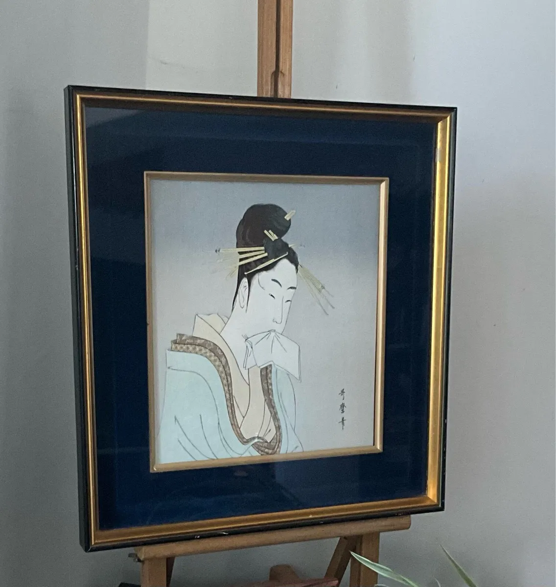 Rare Framed Japanese Print with Silver Background - Image 2
