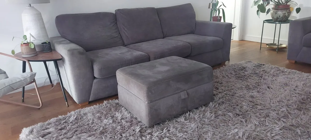 3 seater couch, 2 seater cuddler & a footstool - Image 3