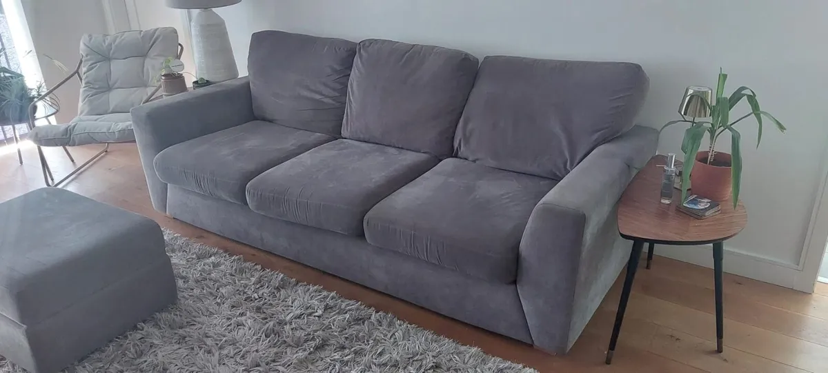 3 seater couch, 2 seater cuddler & a footstool - Image 4
