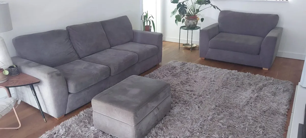 3 seater couch, 2 seater cuddler & a footstool - Image 1