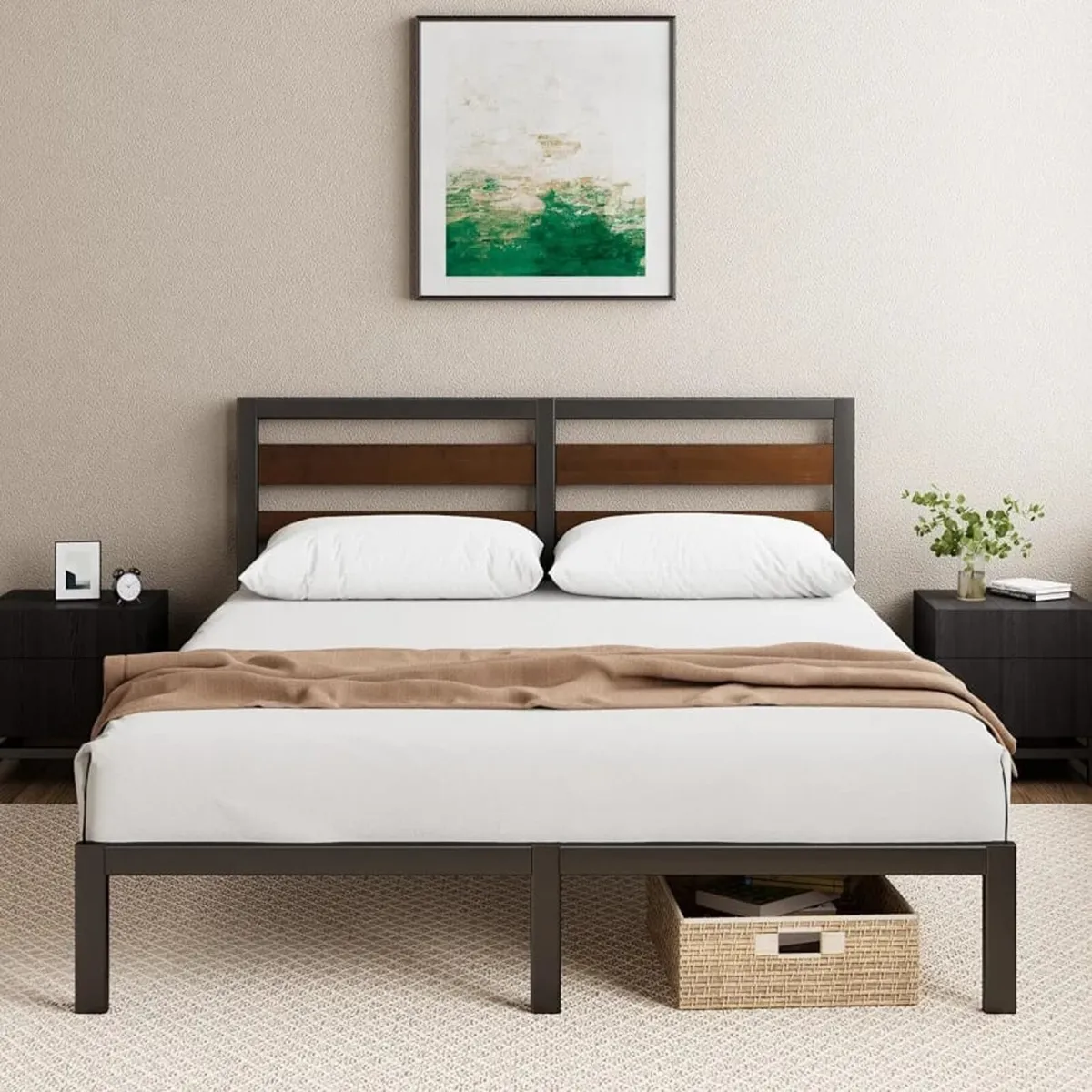 Double Bed Frame with Headboard (135 x 190 cm) – B - Image 1