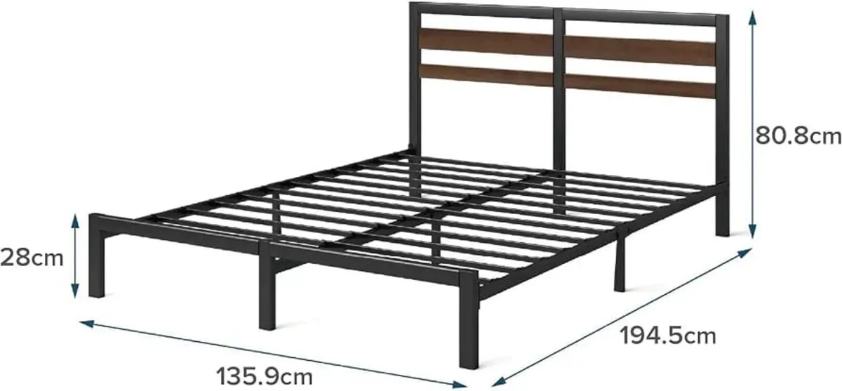 Double Bed Frame with Headboard (135 x 190 cm) – B - Image 2