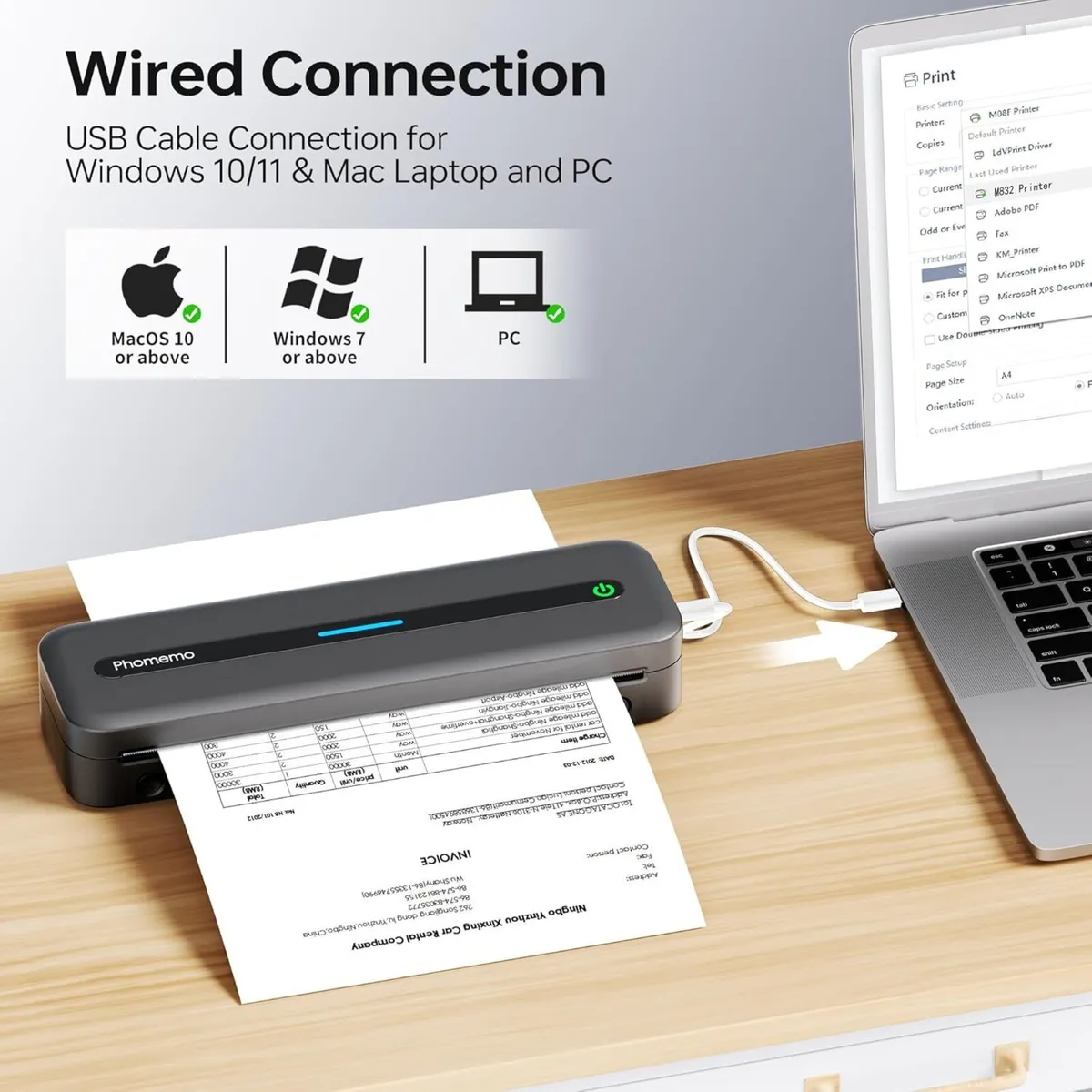 Thermal Printer Portable Mobile A4  Bluetooth - Image 3
