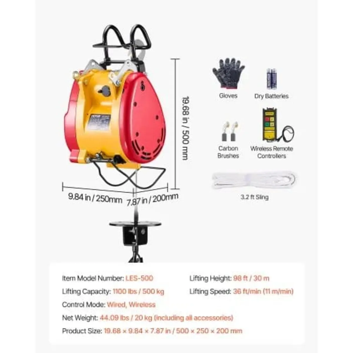 2-in-1 Electric Hoist Winch, 1100 lbs Capacity, 18 - Image 3