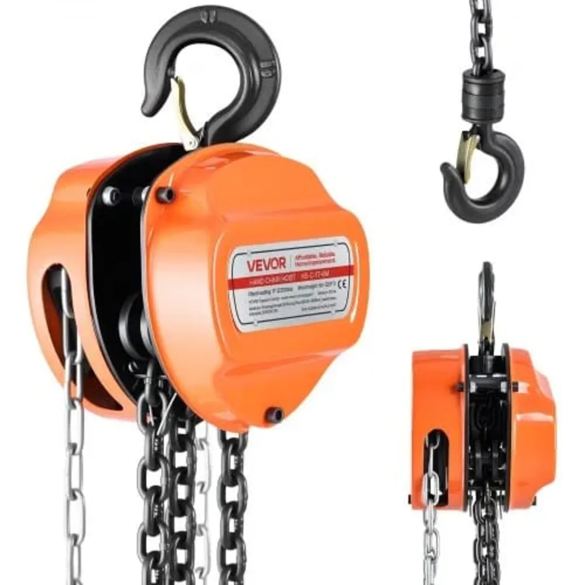 Hand Chain Hoist, 1 Ton Capacity, Manual Chain Blo - Image 1
