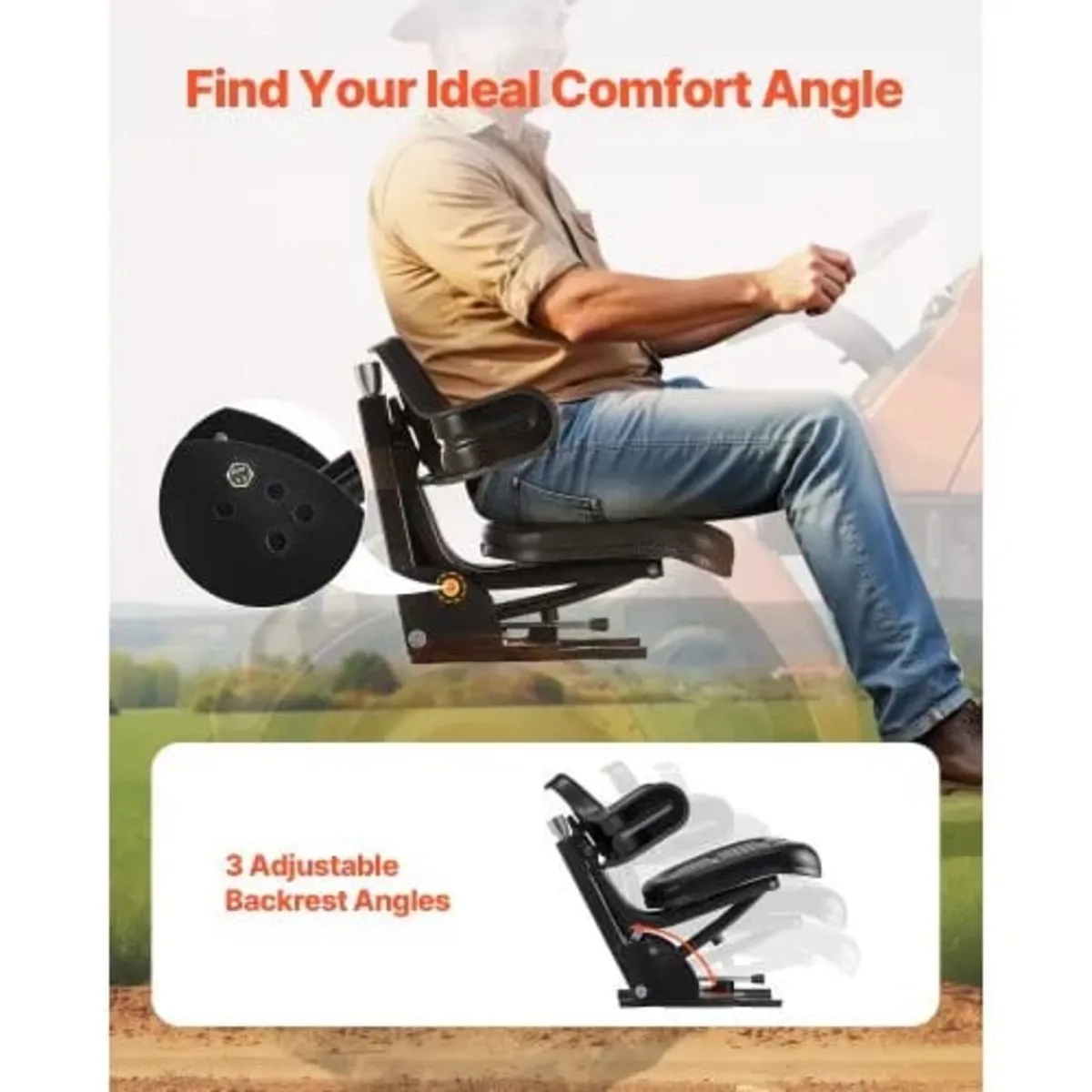 Universal Forklift Seat, Waterproof Tractor Suspen - Image 2