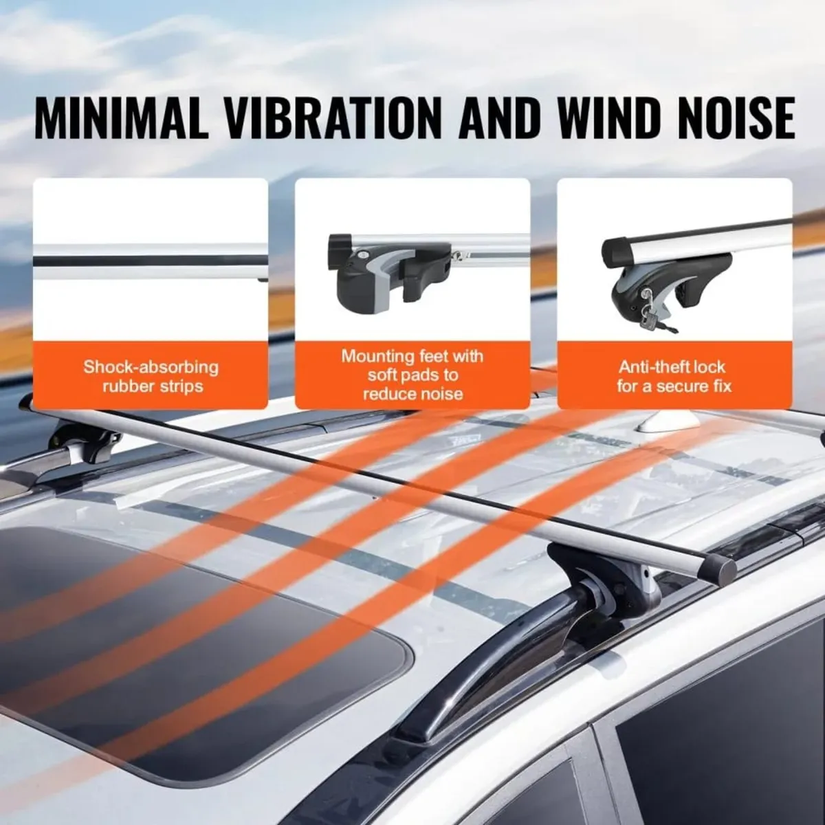 Universal Roof Rack Cross Bars, 137.2cm Aluminum R - Image 3
