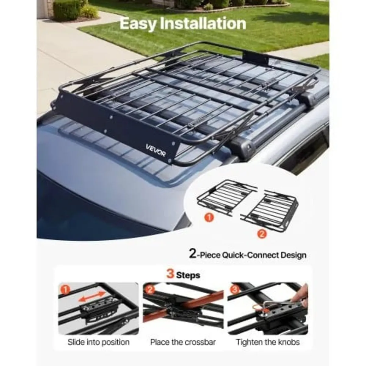 Roof Rack Cargo Basket, 1295 x 914 x 102 mm, Heavy - Image 3