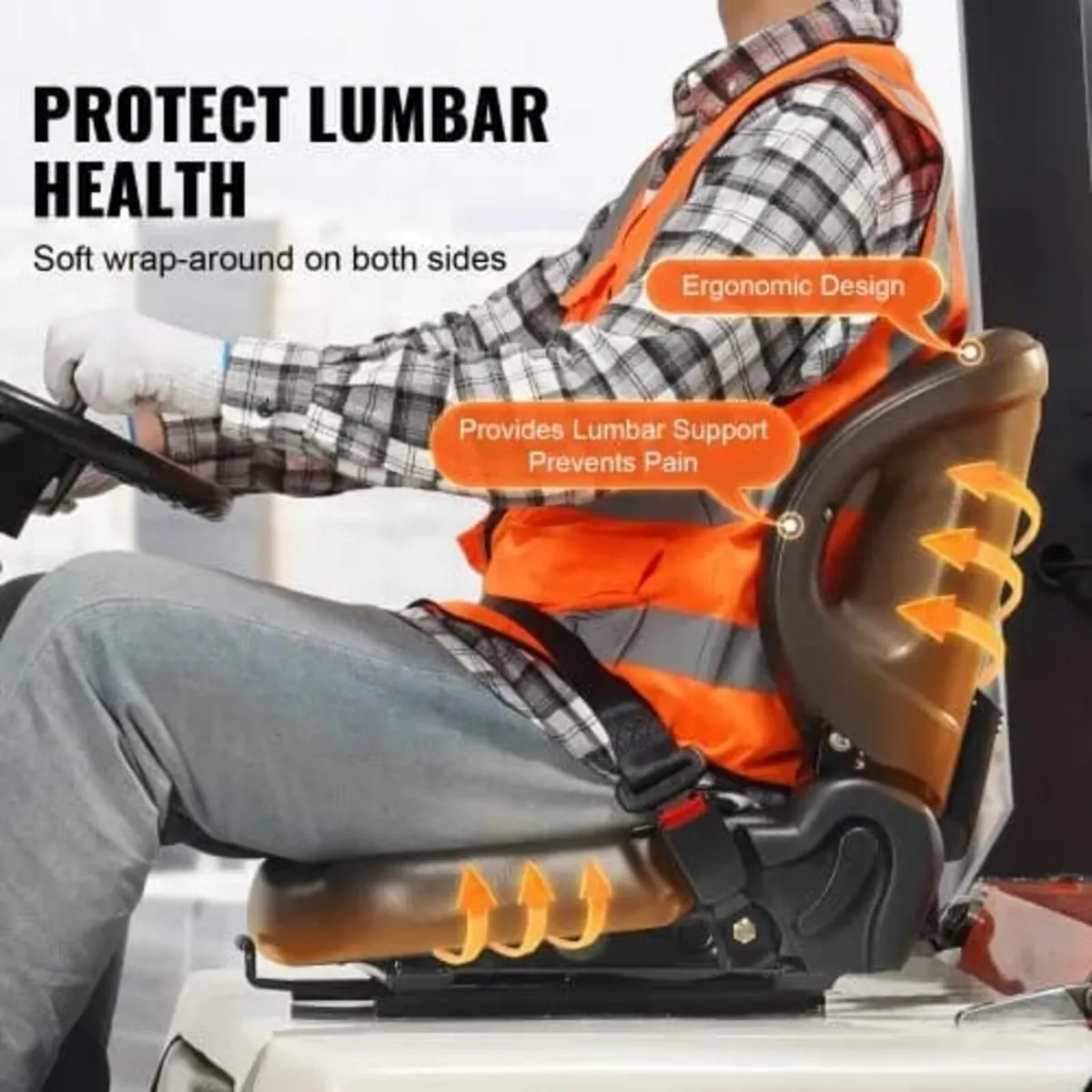 Universal Forklift Seat,Tractor Seat with Adjustab - Image 2