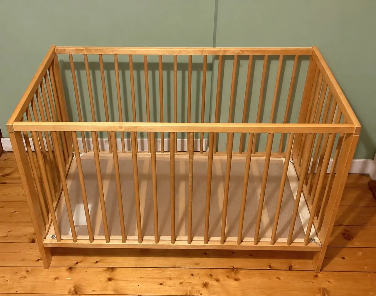 Large Wooden Baby Cot – Natural Wood - Image 2
