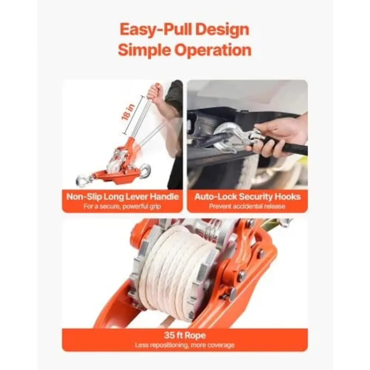 Rope Puller, 3 Ton Pulling Capacity, Heavy Duty Ra - Image 3
