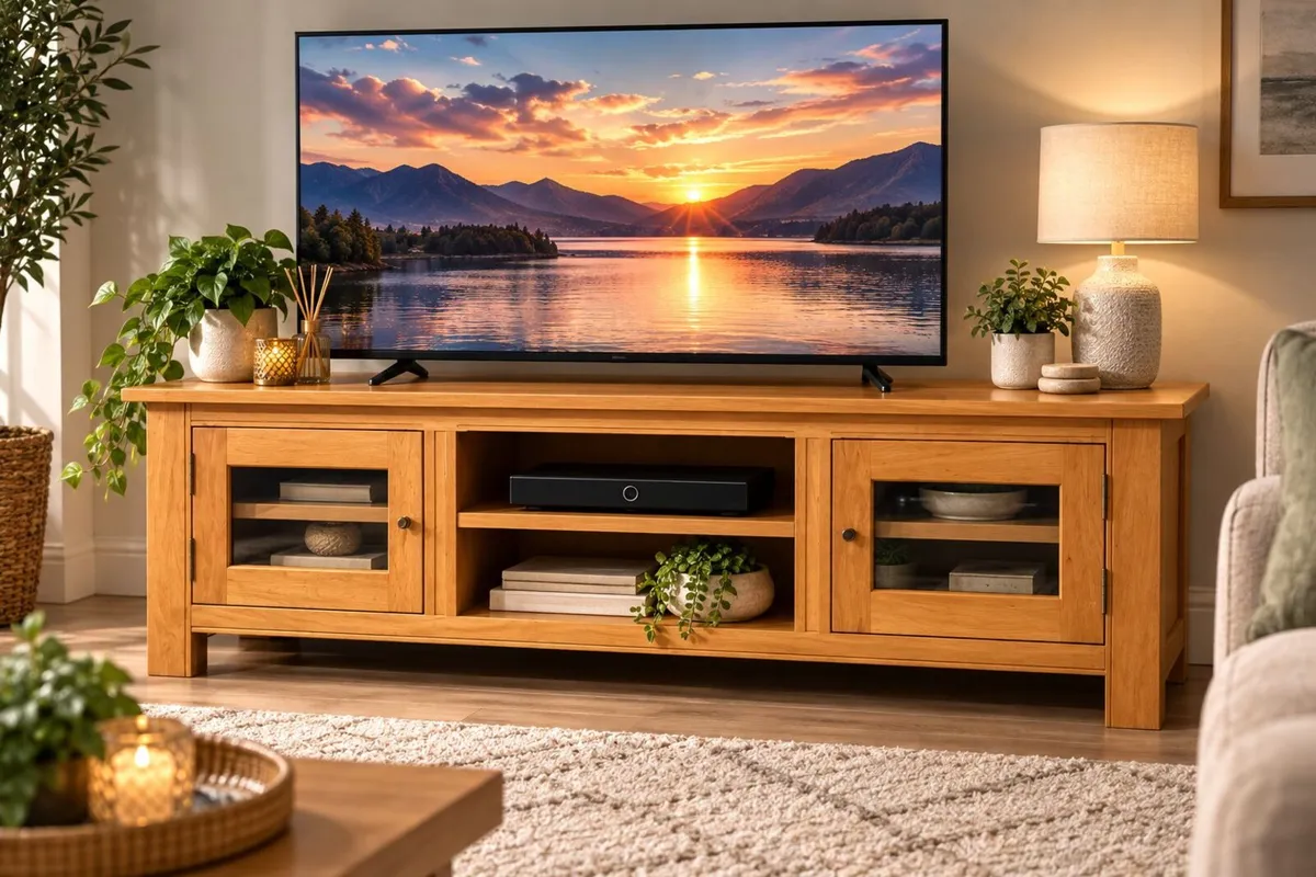 Solid Oak TV Unit / Entertainment Stand - Image 1