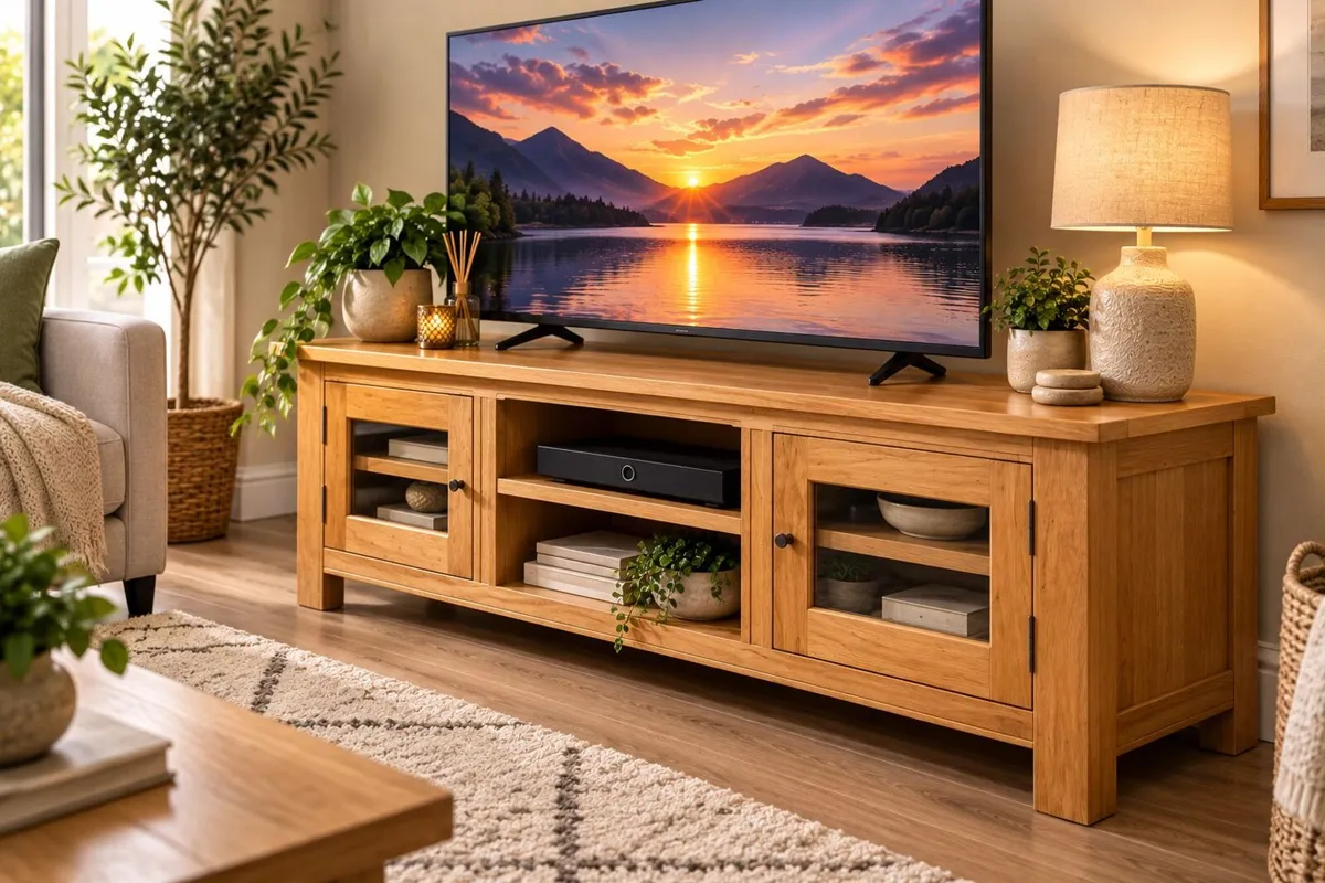 Solid Oak TV Unit / Entertainment Stand - Image 2