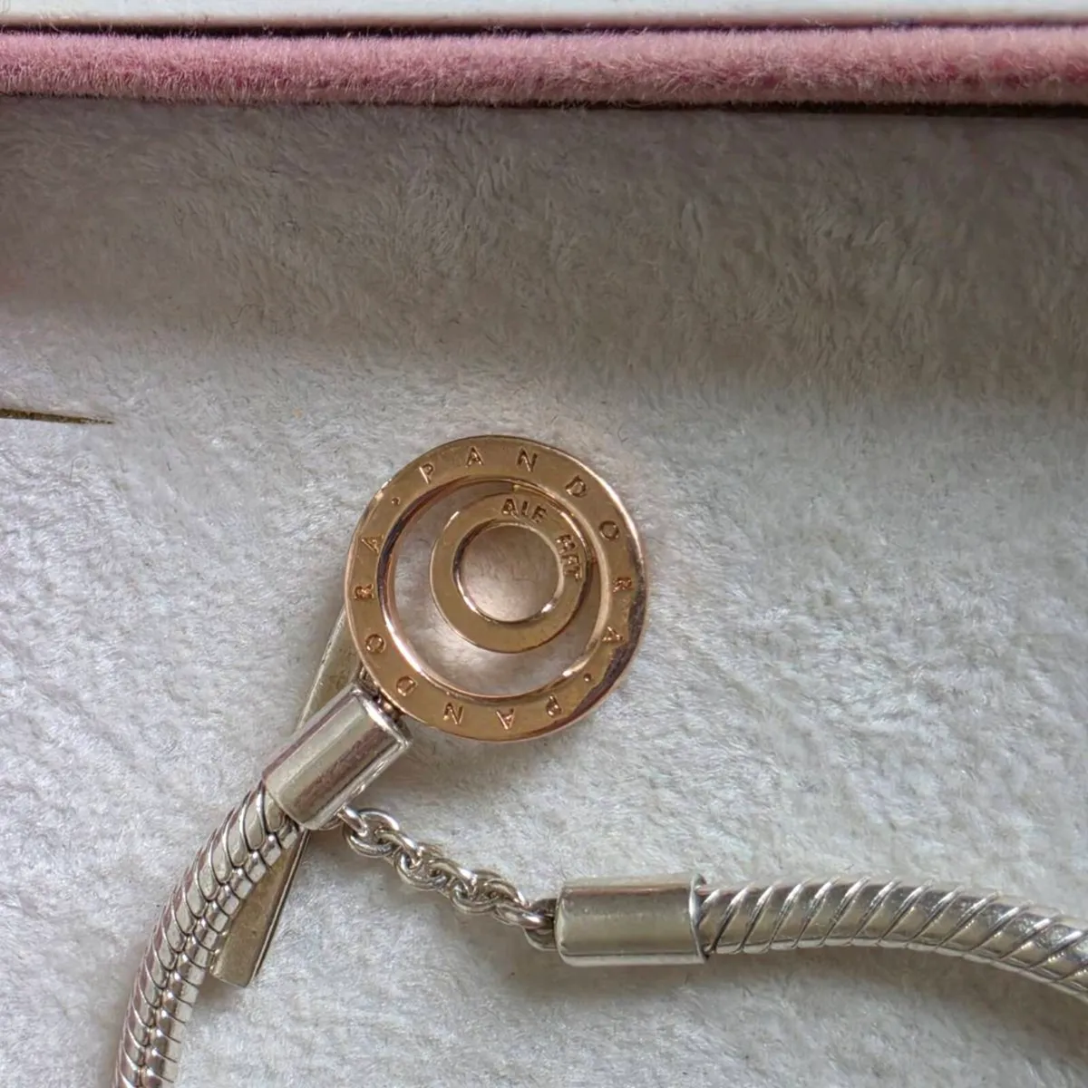 Pandora Moments Two-tone Logo 14k rose gold T-Bar - Image 4