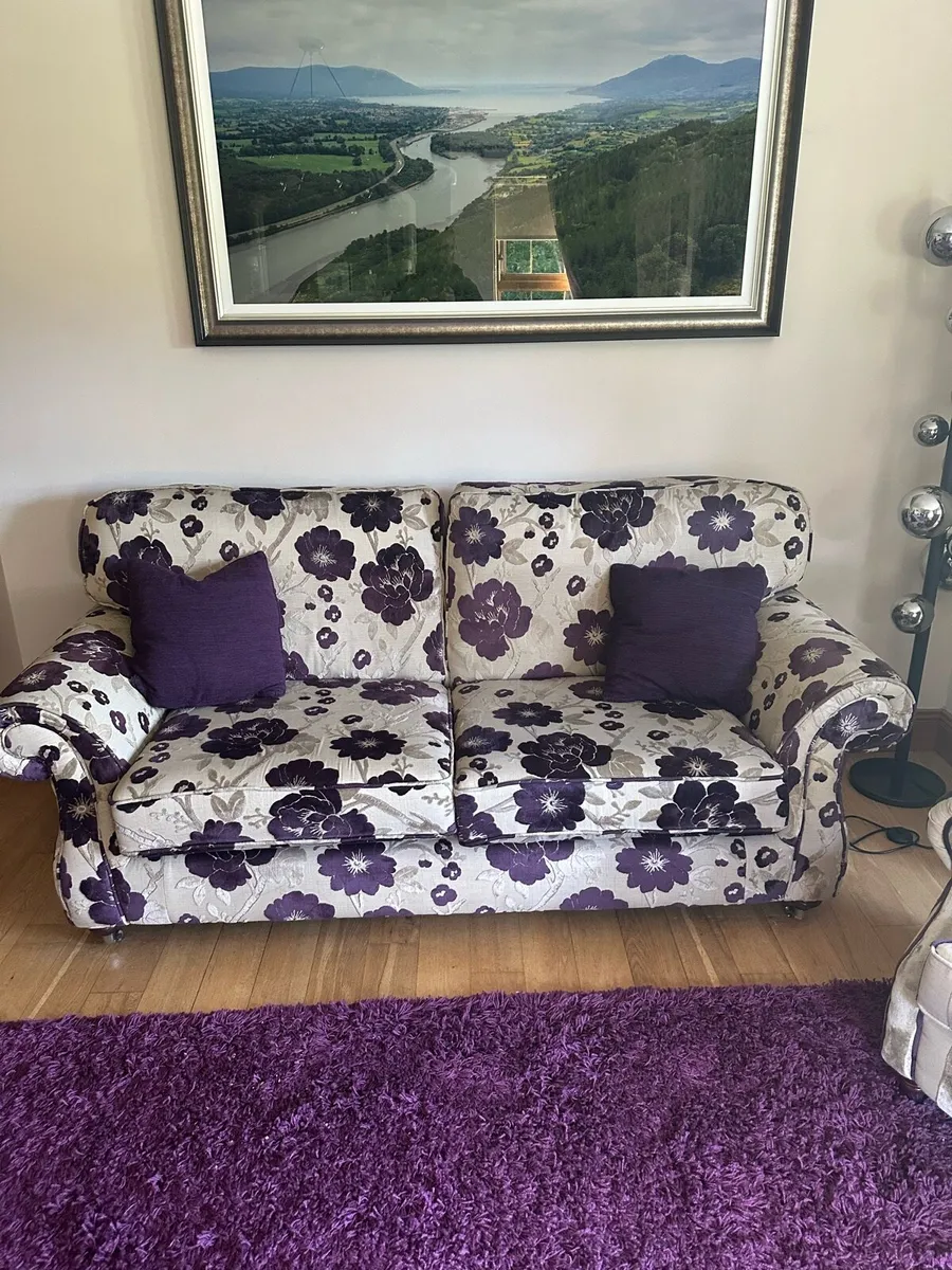 Two three seater sofa and two wingback chairs - Image 2