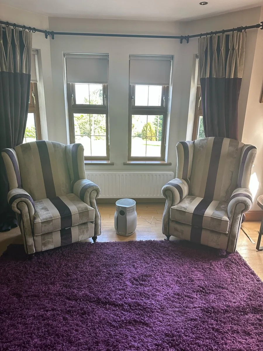 Two three seater sofa and two wingback chairs - Image 3