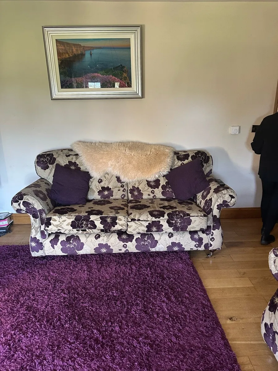 Two three seater sofa and two wingback chairs - Image 1