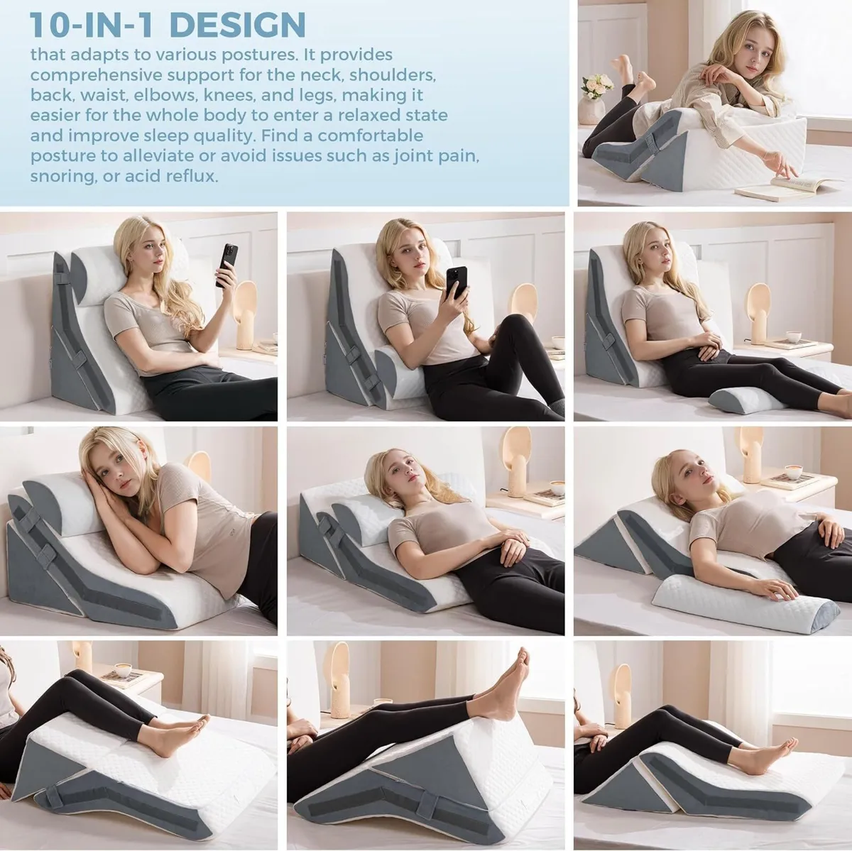 3-In-1 Orthopaedic Bed Wedge Pillow Set Memory - Image 4