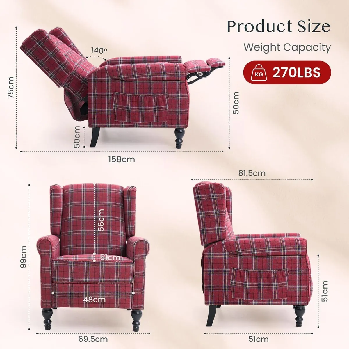 Recliner Chair Armchair Adjustable Single Sofa - Image 3