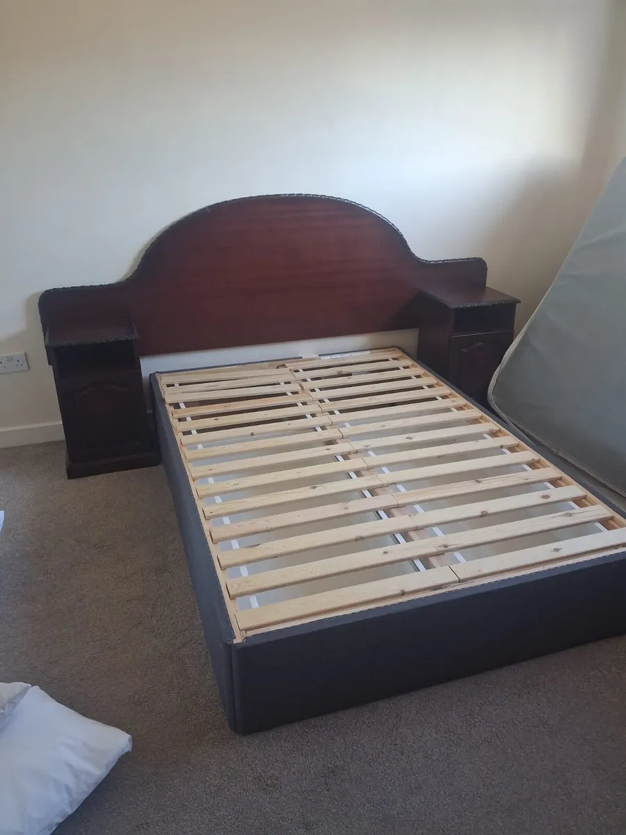 Bed base, headboard and double mattress