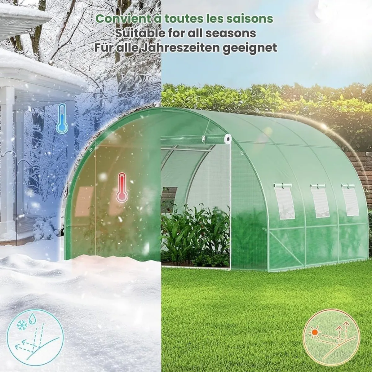 Garden Polytunnel Greenhouse 3x3x2m 9m² - Image 4