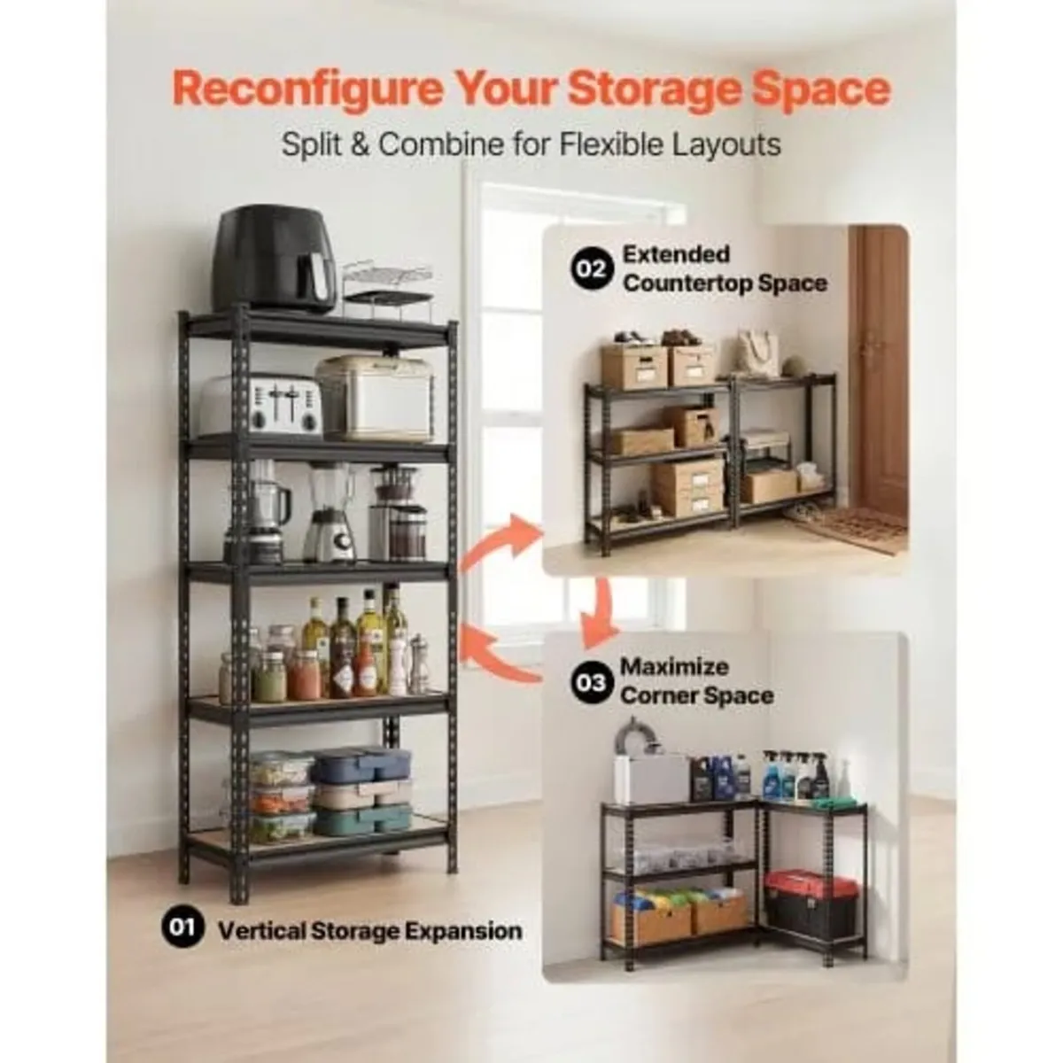 Storage Shelves, 5-Tier Adjustable, 907.2 kg Capac - Image 4